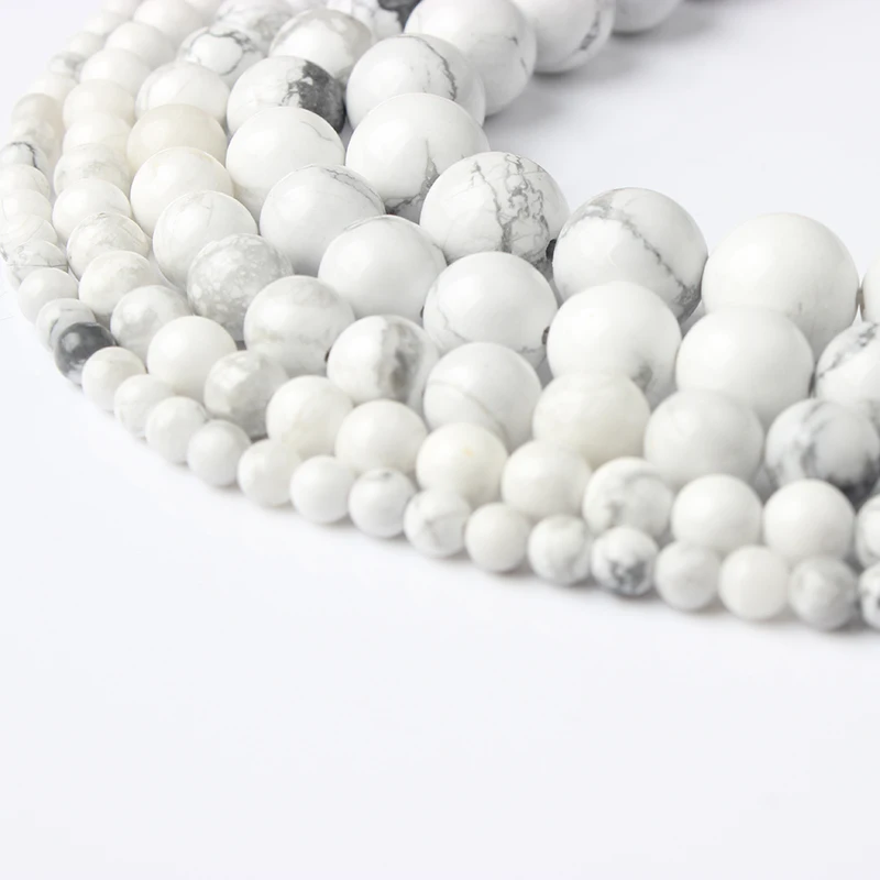 LIngXiang модные натуральные камни белые бирюзы круглые свободные бусины подходят для DIY женский браслет ожерелье ювелирные изделия