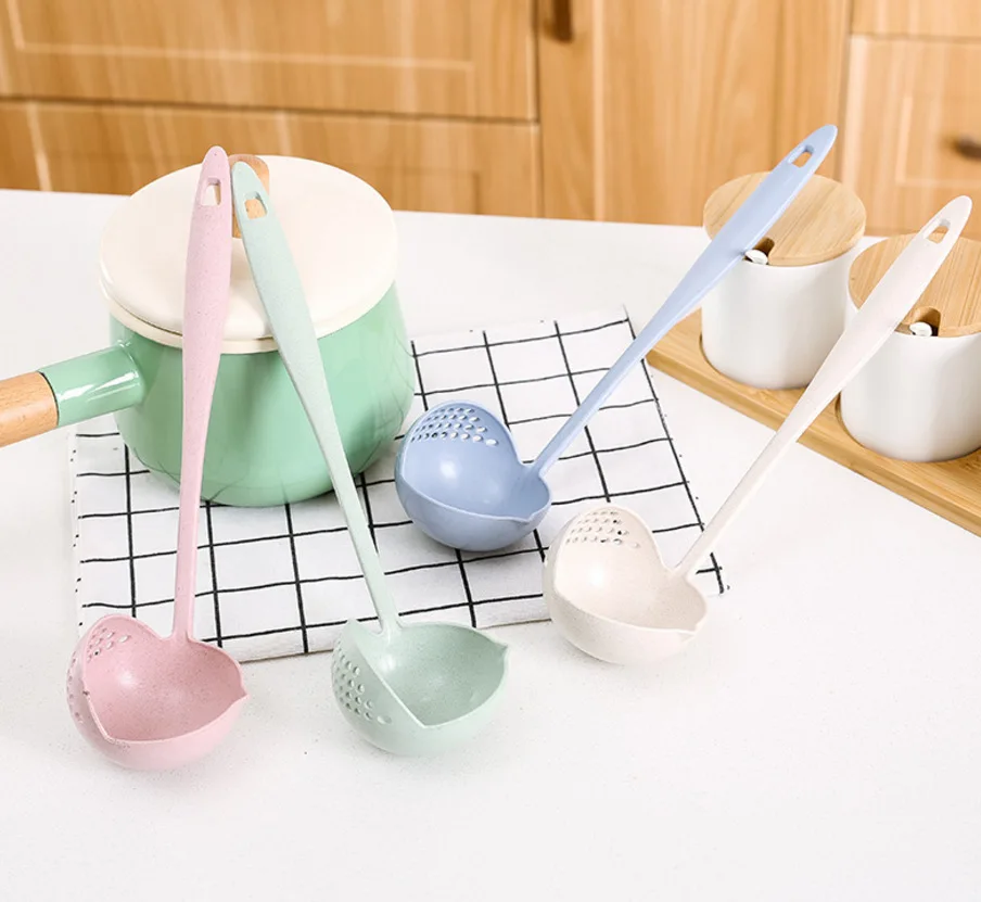 

Wheat straw soup spoon colander two-in-one environmental tableware hot pot dual-use spoon Colanders & Strainers