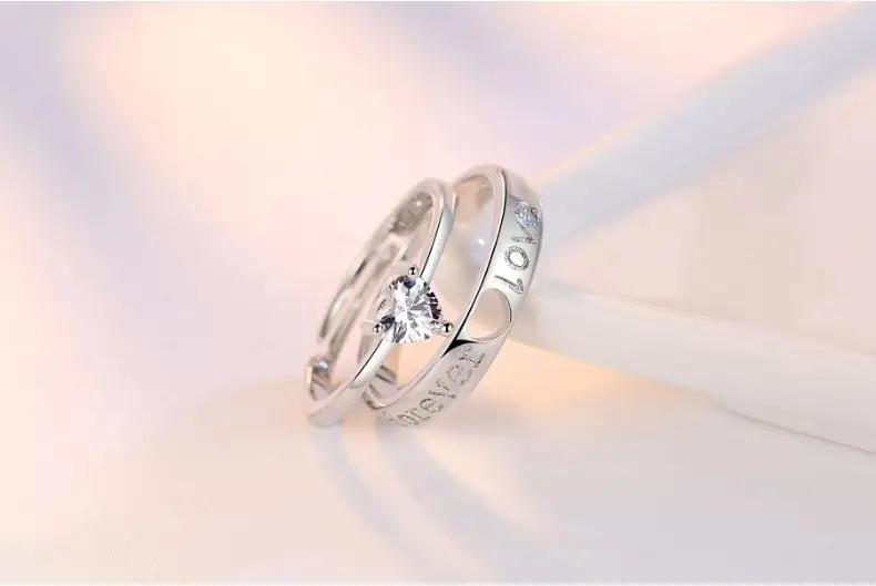 Стерлинговое Серебро 925 пробы романтическая надпись Forever Love lovers'wedding кольца для пар женское мужское кольцо на палец не выцветает Анти-аллергия