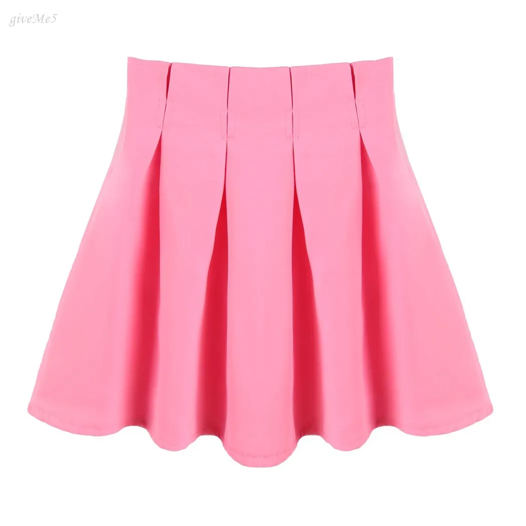 2017 Summer Skirts Womens High Waist Flared Pleated Elegant Skater Skirt Vestidos Ruffles Plus