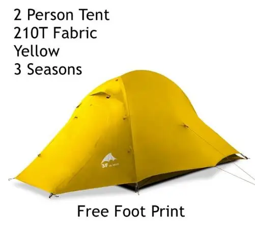 3F UL шестерни водонепроницаемый 2 человек альпинизмом Самостоятельная Палатка Сверхлегкий 210T 15D силикон 3 4 сезон для кемпинга двухслойные - Цвет: 210t 3 season yellow