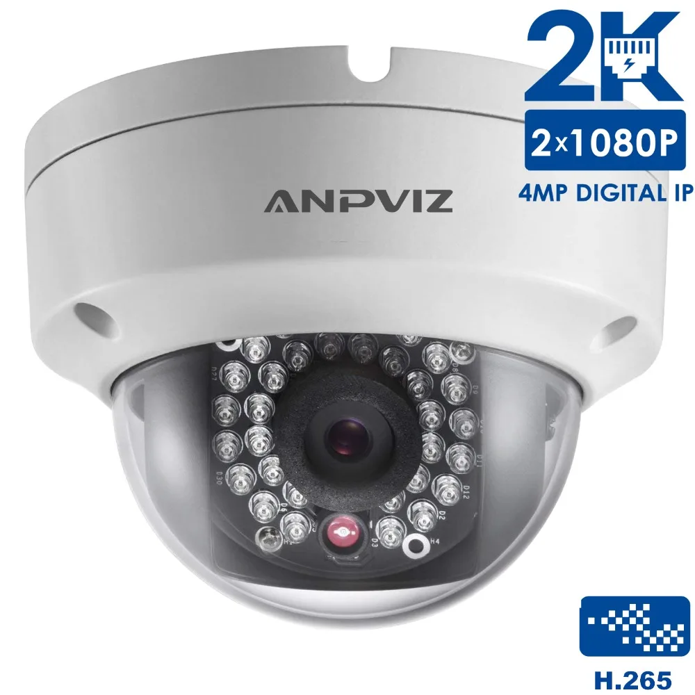 Anpviz 4MP купольная IP камера PoE наружная крытая Водонепроницаемая инфракрасная