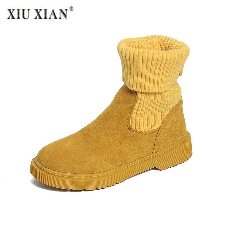 

Winter Boots Women Boots Autumn Women Fashion Womans Shoes Snow Booties Women 2018 Black Flock Designer Woman Shoe