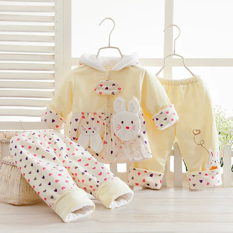 

Baby spring autumn clothes set newborn infants cotton three pcs(cost+2pcs pants) sets children cotton out clothes girls set