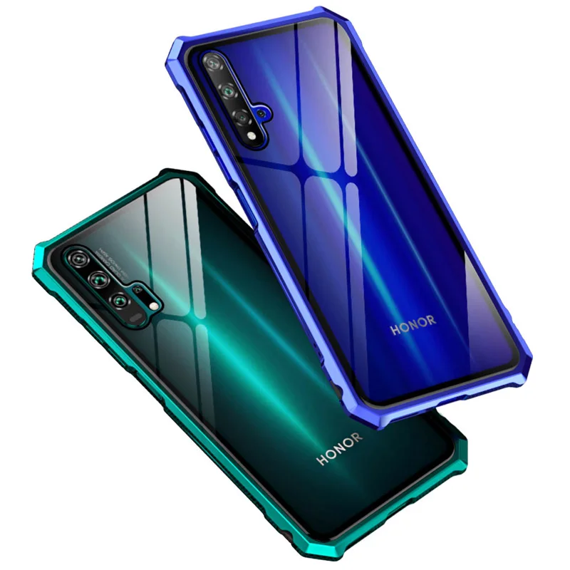 Роскошный алюминиевый бампер для honor 20 Pro, чехол с металлической рамкой, задняя крышка из закаленного стекла, Гибридный чехол для huawei honor 20Lite 20i чехол, тонкий