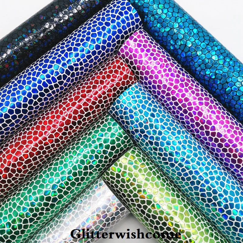 

Glitterwishcome 21X29CM A4 Size Vinyl For Bows Iridescent Embossed Stone Leather Fabirc Faux Leather Sheets for Bows, GM165A