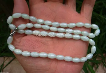 

xiuli 0014446 Light Green 100% Natural (Type A) A Jadeite Jade Bead Beads Necklace 17 "