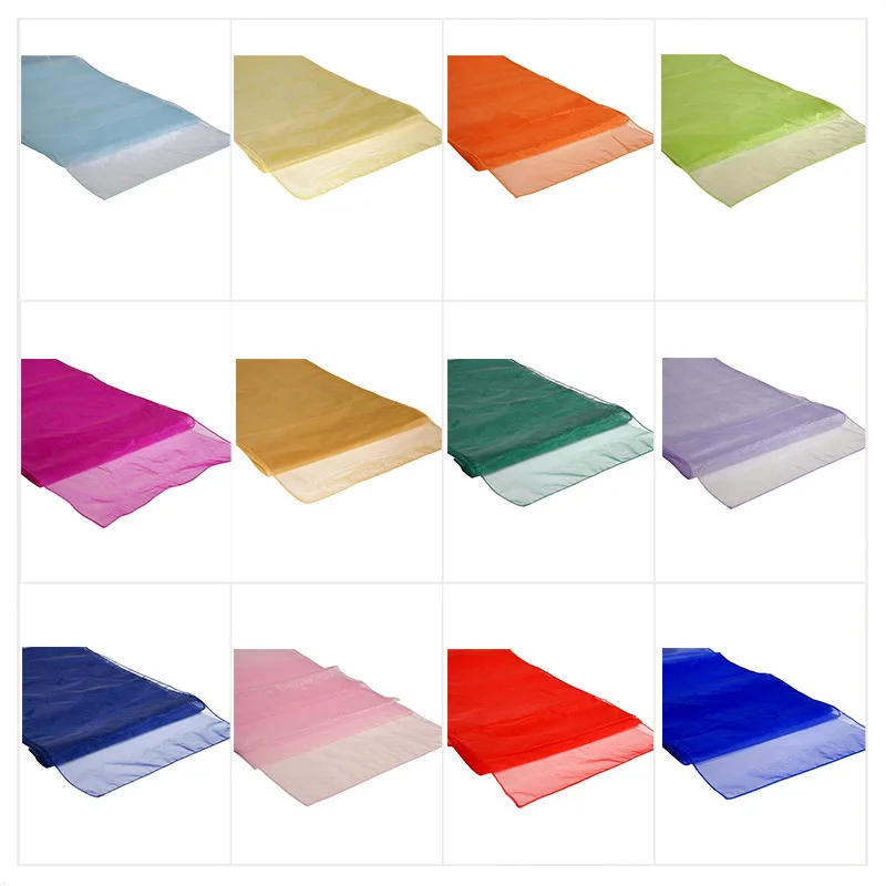 10pcs Organza Table Runners for Wedding Party Decoration Roll Crystal