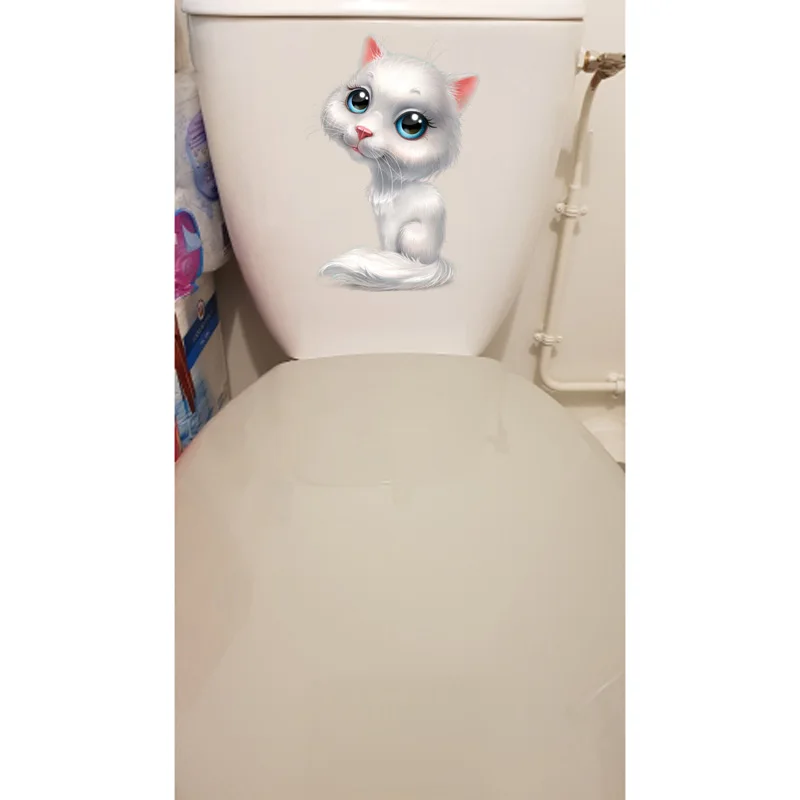 YOJA 16,8*24 см ручная роспись мультфильм кошка домашний декор комнаты стены наклейки для туалета T1-0079