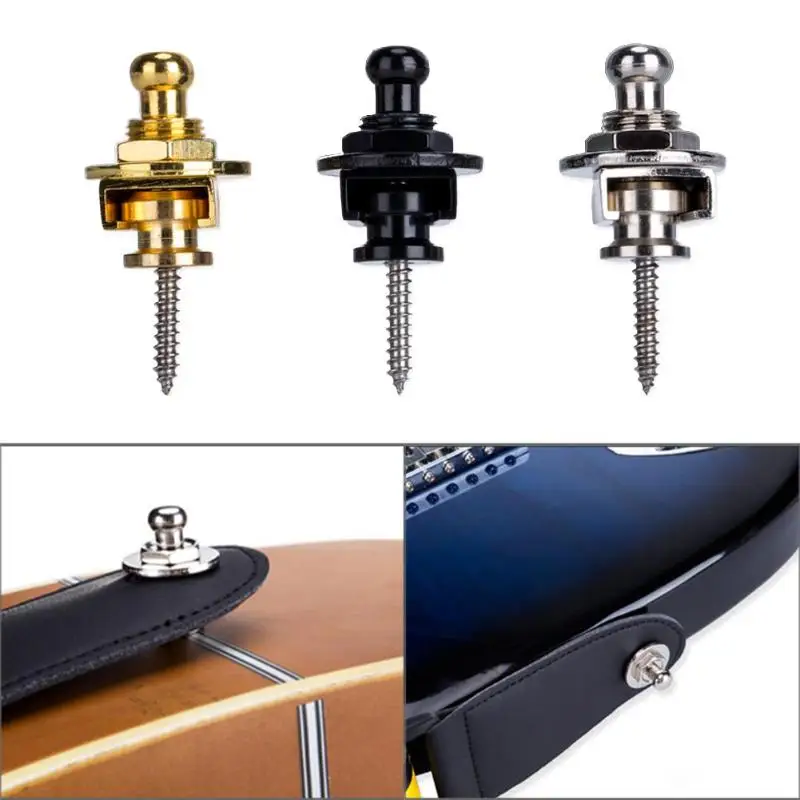 2Pcs Guitar Pegs for Acoustic Electric Bass Ukulele Strap Buckle Button Lock Pins Metal End Locking Accessories Parts | Спорт и