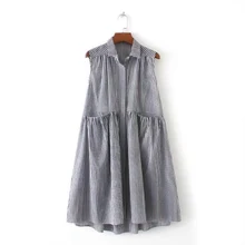 European 2017 Summer Womens Casual Check Dress Sleeveless Loose Pocket Vestidos Femme Fashion Shirt Dresses