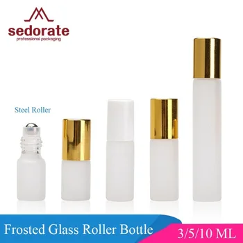 

1000pcs 5ML white lid matte glass bottle with steel roller free shipping by CEDK