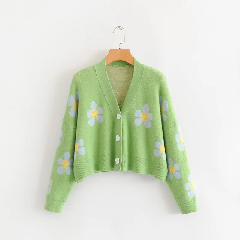 AOEMQ модные зимние свитера милые светло-зеленые символ жизни весенние свитера с цветочным принтом женские топы Рождественские свитера