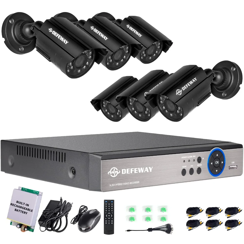 

DEFEWAY Home Security Video Surveillance Kit 8CH CCTV System 1200 TVL 720P HDMI AHD CCTV DVR With Rechargeable Battery 2017 New
