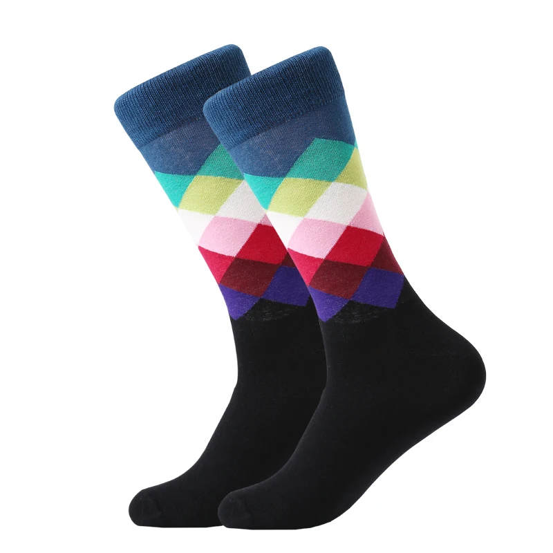 LETSBUY, мужские брендовые хлопковые носки с градиентными цветами, Летние Стильные длинные свадебные носки, мужские деловые носки до колена, мужские носки