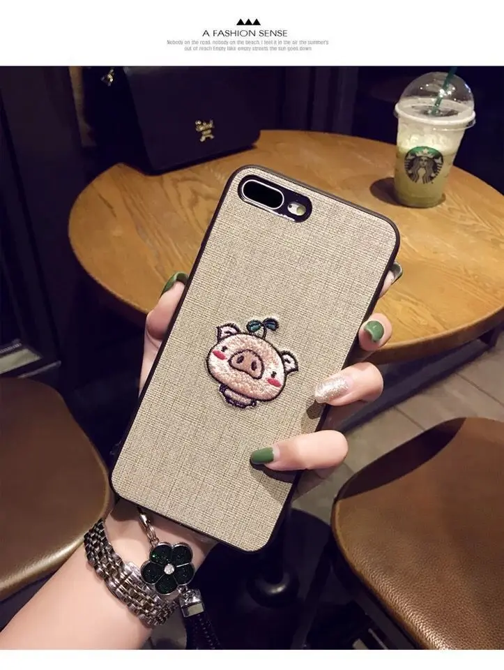 Прекрасный чехол для телефона с цветочной вышивкой для iPhone XS Max XR XS X 8 8 Plus 6 6 S Plus Мягкий тряпичный чехол с мягкой прозрачной пленкой и шнурком