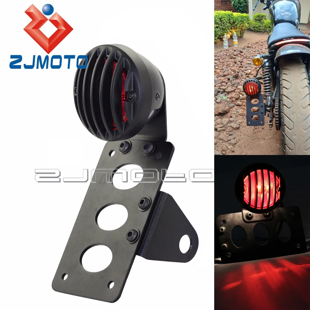 DREAMIZER Feu Arrière Moto Feu Stop 12V Feux de Signalisation Feux de Plaque  D'immatriculation avec Support Pour Bobber Chopper Sportster Dyna Softai -  Noir : : Auto et Moto