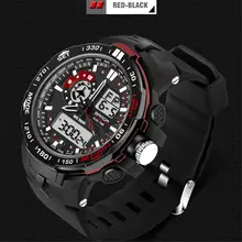 Спортивные часы Роскошные двойной дисплей холодный свет Электронные Водонепроницаемые мужские 10,12
