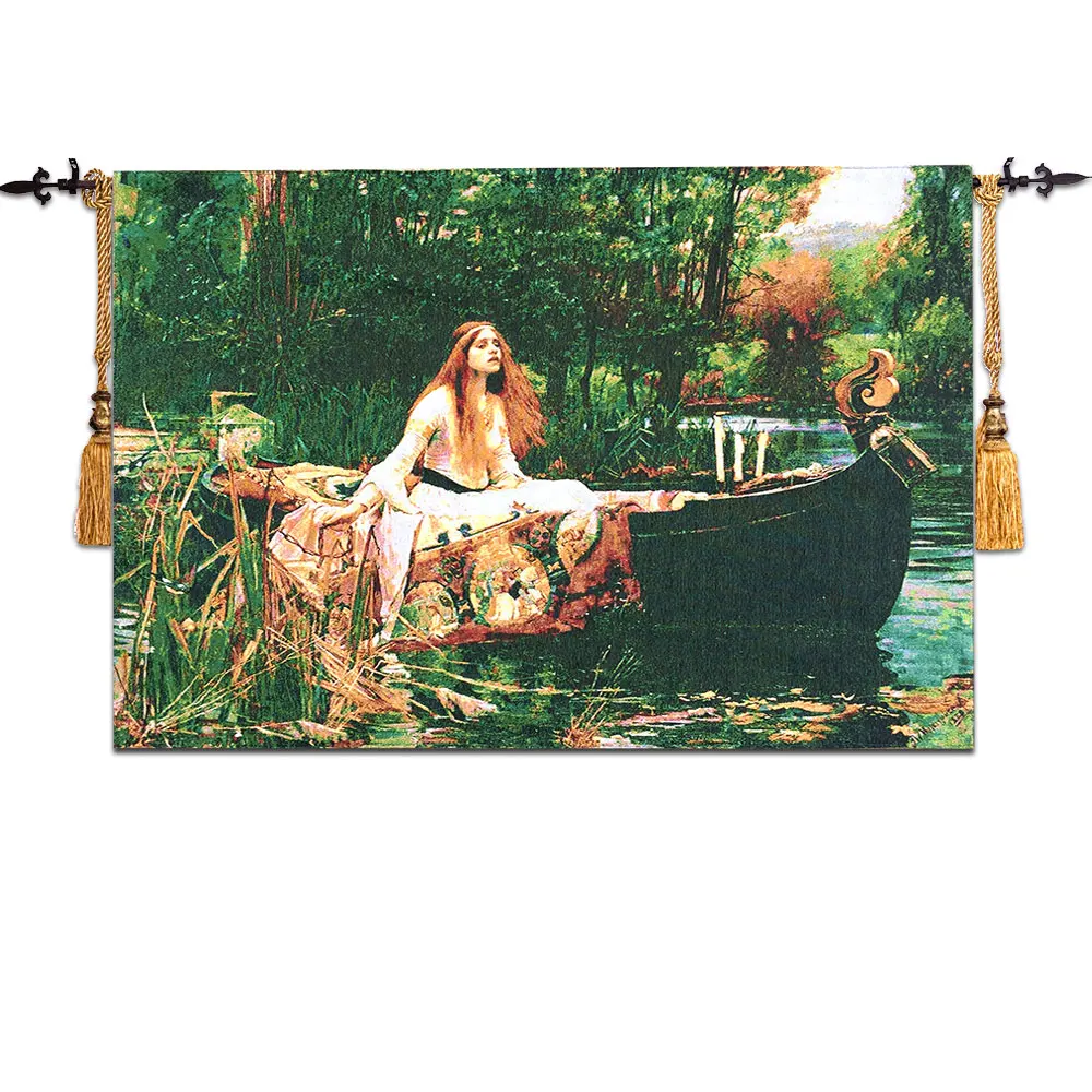 

[Lady of Shalott] Wall Tapestry Wall Hanging Belgium Art Tapestries Medieval Gobelin Moroccan Decor Tapestry-paintings 58*88cm