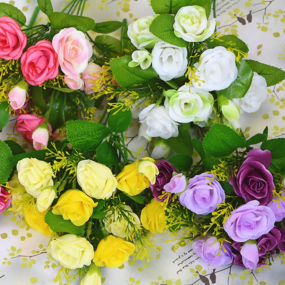 Fake Silk Flower 1 Bouquet 15 Heads Fake Flower Rose Banquet Artificial