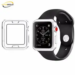 KINGBEIKE прозрачной крышкой для Apple Watch Series 1/2/3 Часы чехол для iWatch 38 мм 42 мм Мягкие TPU рамка полный защитный