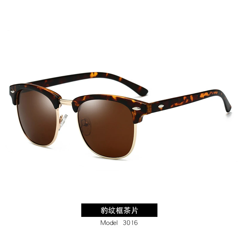Полудрагоценные солнцезащитные очки, поляризационные солнцезащитные очки для мужчин и женщин RB3016, дизайнерские классические мужские солнцезащитные очки без оправы, UV400 - Цвет линз: leopard