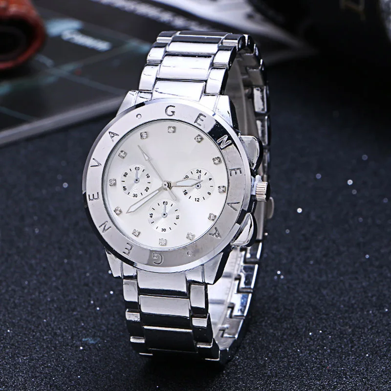 

Round Dial Quartz Elegant Wrist Watch with Stainless Steel Band Business Watches LL@17