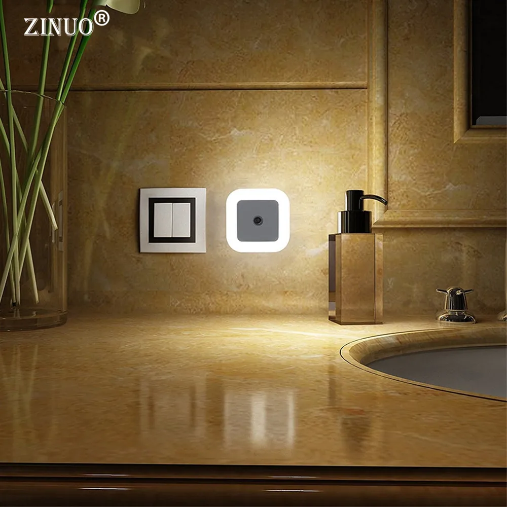 

ZINUO LED Night Light Lamp AC 110V 220V LED Night Light Sensor Kids Automate Control Colorful Light EU/US PLUG Round Wall Lamp
