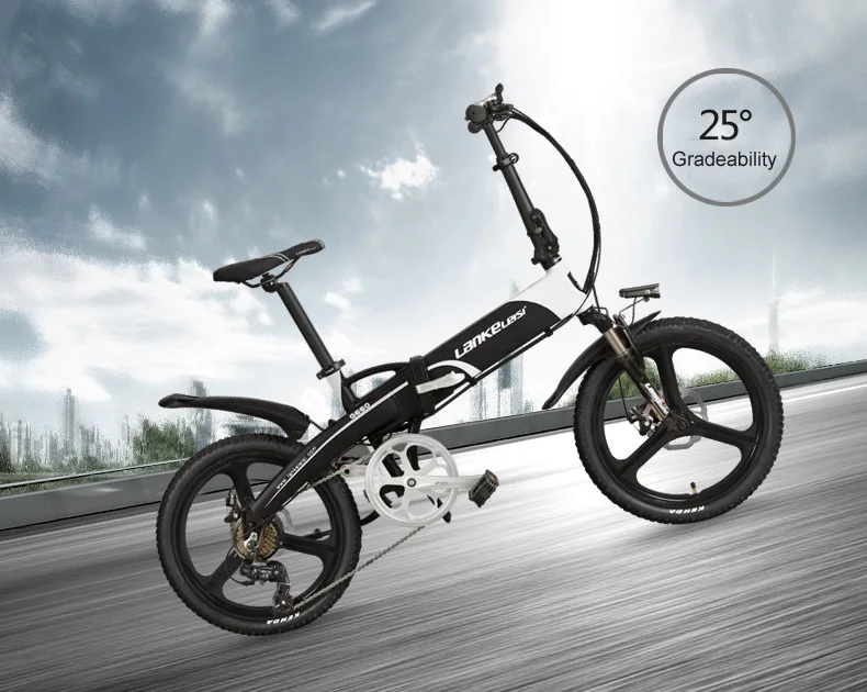 Best 20 Inches Folding Bicycle, Integrated Magnesium Alloy Rim, Folding Electric Mountain Bike, 5 Grade Assist, Suspension Fork 10