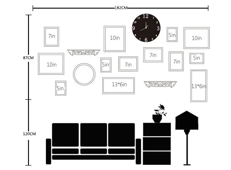 Твердая древесина 14 шт. рамки для картин+ часы+ полка Современная Гостиная мода картина фоторамка набор деревянная рамка домашний Декор стены