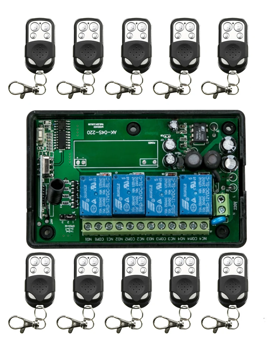 

Hot Sales New 85V 110V 220V 230V 250V 4CH RF Wireless Remote Control Relay Switch Security System Garage Doors, Electric Doors