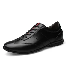 Véritable Cuir Hommes Chaussures Casual Doux Hommes Casual Chaussures à Lacets Noir Blanc
