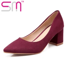 2016 big size 34-43 women pointed toe casual summer pumps vintage sexy squar heels fashion summer shoes casual shoes