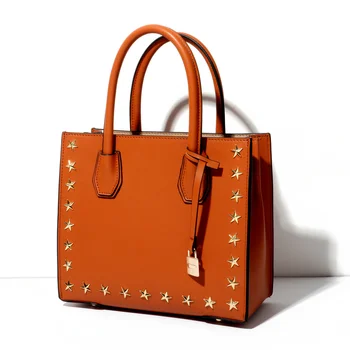 

QIAOBAO Famose Brand 100% Genuine Leather Tote Bag Shoulder Bag Women Messenger Bags Handbag Five-pointed star Crossbody Bags
