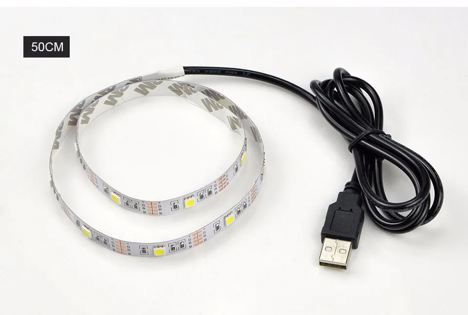 Водостойкая Лента USB RGB источник питания Светодиодная лента 3528/5050 SMD 50 100 200 см DC 5 В для ТВ фоновый светильник ing Book светильник