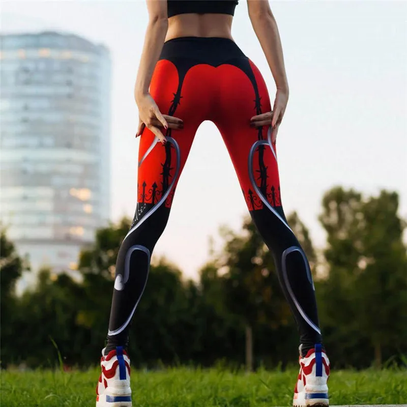 

2018 Sportings Suits Leggings For Women Floral Print High Elastic Fitness Two Pieces Top+Leggings Women Workout Leggings Suits