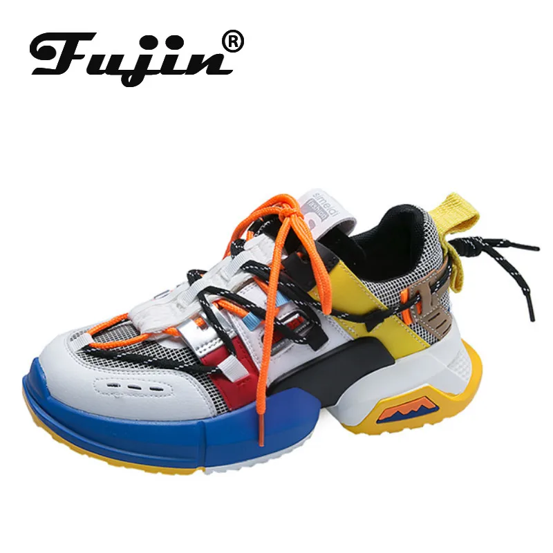 

Fujin 2019 Sneakers Women Trendy Chunky Dad Shoe Dropshipping Laces Platform Shoes New Color Matching Sneakers Chaussures Autumn