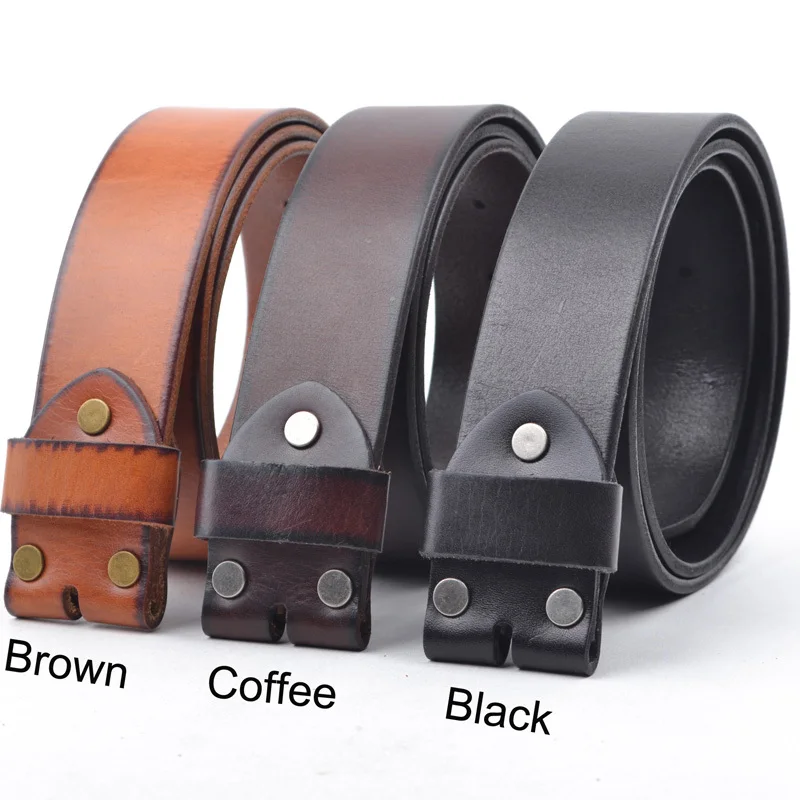 100 Italy Full Grain Cowhide Belt Strap Snap on Cowhide One Piece