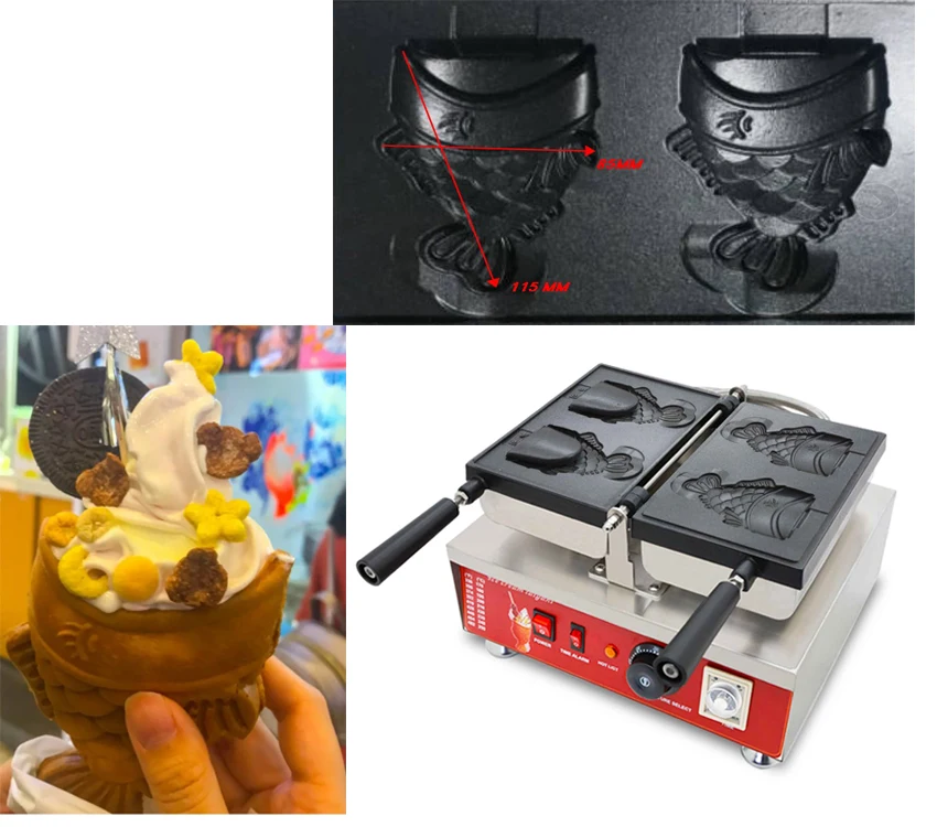 Электрический 110v 220v Wink глаз мороженое Taiyaki производитель Японский мини рыбные