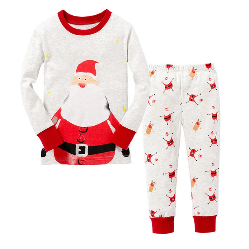 16 New Year Christmas Baby Boys Girls Sleepwear Set Kids Pajamas Suit Santa Reindeer Cartoon Nightwear Toddler Children Clothing