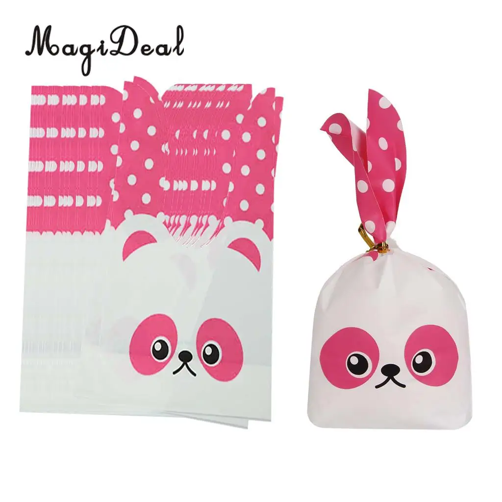 MagiDeal 50 шт./лот Kawaii Кролик уши хлебобулочные печенья угощения сумки упаковочный пакет для печенья самоклеющиеся вечерние подарочные сумки - Цвет: Panda S