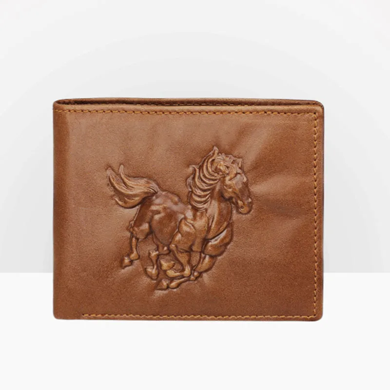 

Short Genuine Leather Men Wallets Personality Pattern Brown Dark Coffee Cow Leather Wallet Credit Card Holder Coin Purse 2018