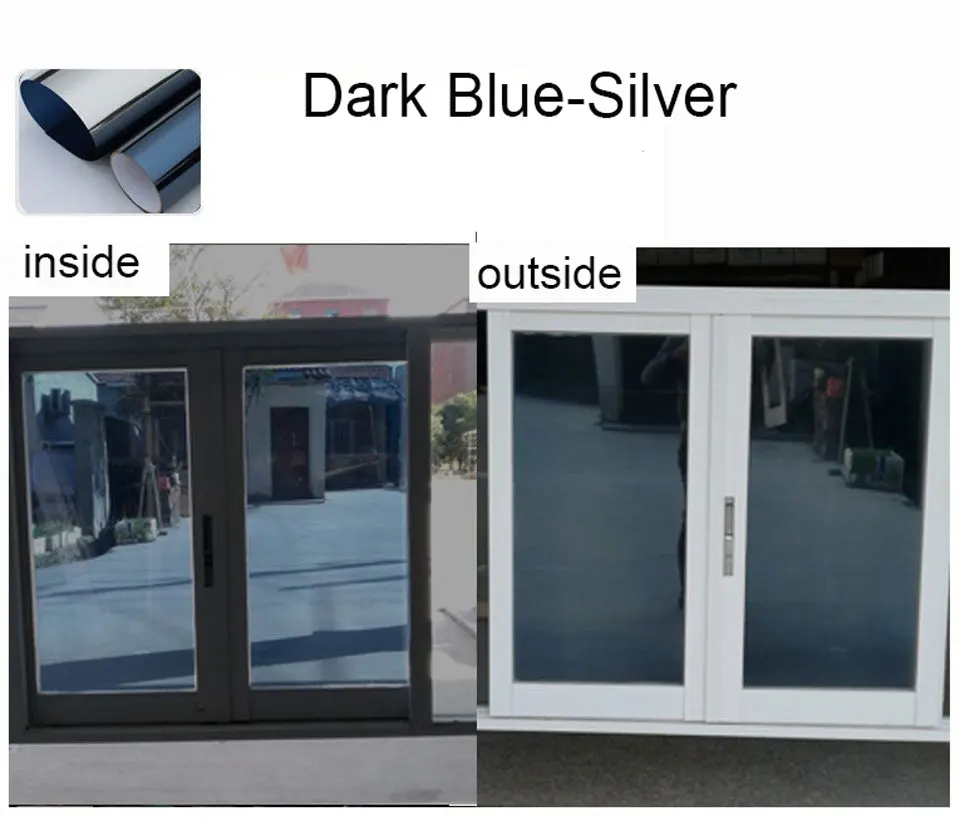 Серебряное Солнечное Зеркало декоративная виниловая пленка односторонняя пленка для окна непрозрачная наклейка Оттенок анти-УФ отражающая домашний офисный Декор «здания» - Цвет: Dark Blue 60 x 100cm