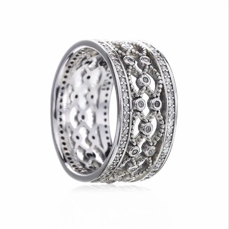 

Europe and America style vintage stripe pave CZ width 925 Sterling Silver charm ring male &female Jewelry Gift accessorie
