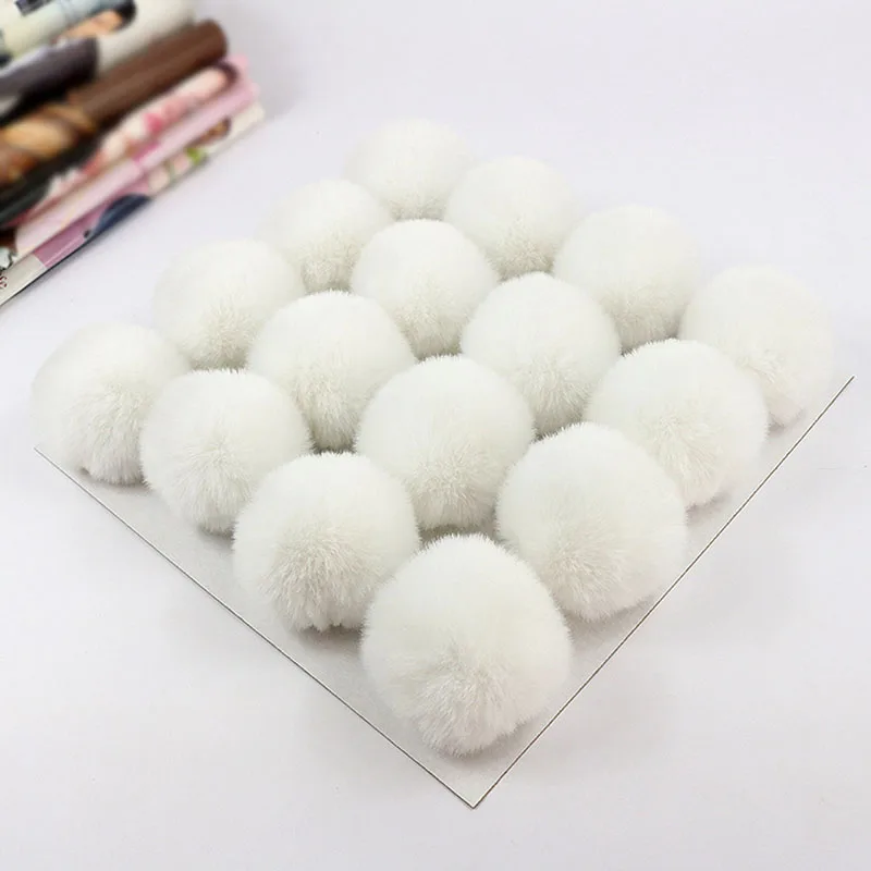 

DIY Pretty Small PomPom Fur 6cm Faux Rex Fur Pom Poms For Hats Decors 12 Colors