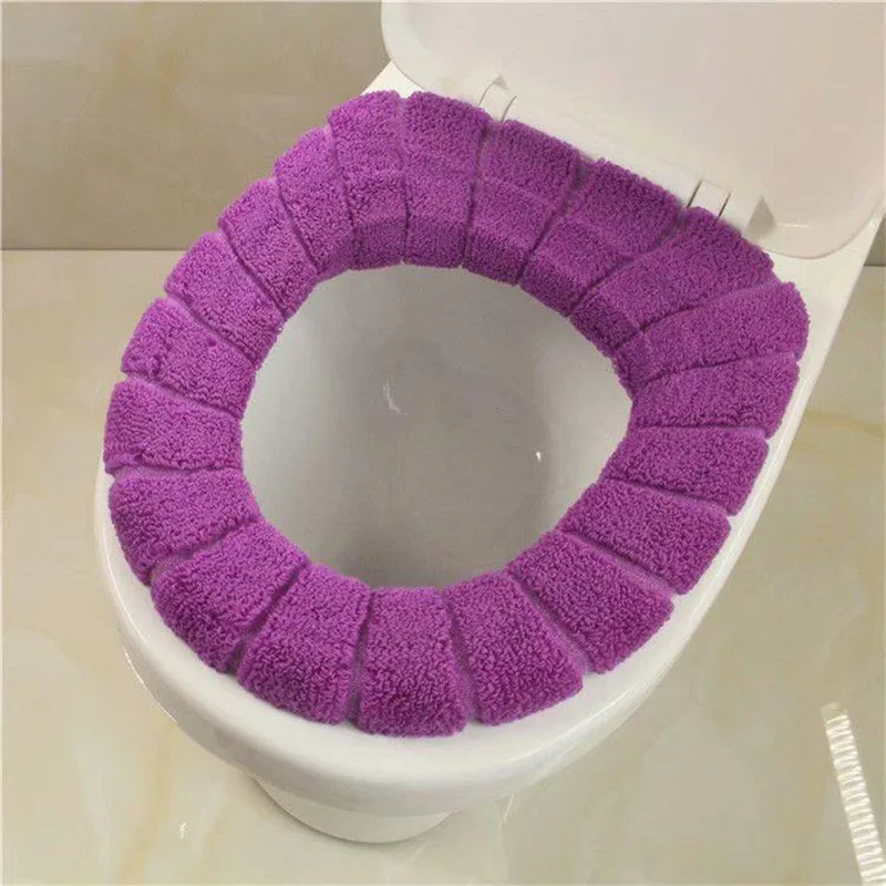 Удобный бархатный коралловый чехол для унитаза для ванной комнаты, моющийся стул для унитаза, стандартная теплая крышка для ванной комнаты, верхняя крышка, подушка - Цвет: Darkpurple