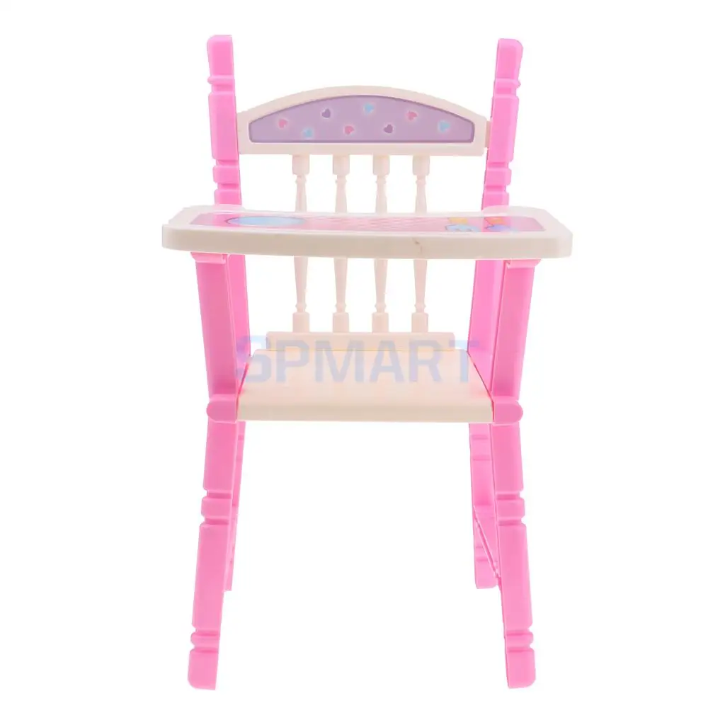 Pink Toddler Dining Chair Baby Doll High Chair Model for Reborn Girl Dolls Accessory Dollhouse Furniture Decor Toy