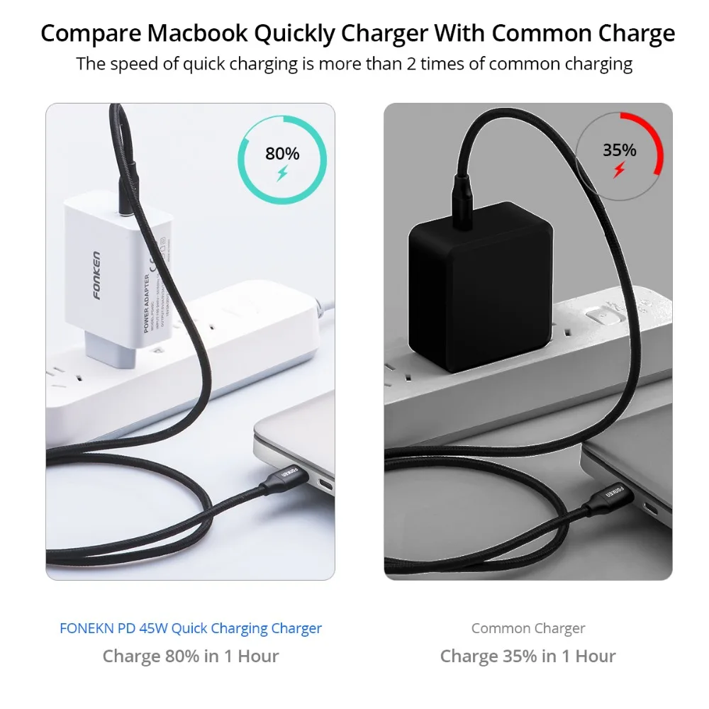 FONKEN type C 45 Вт PD USB зарядное устройство для ноутбука быстрая зарядка настенный адаптер 15 в 3 А type-C Fold US Plug портативное зарядное устройство для мобильного телефона