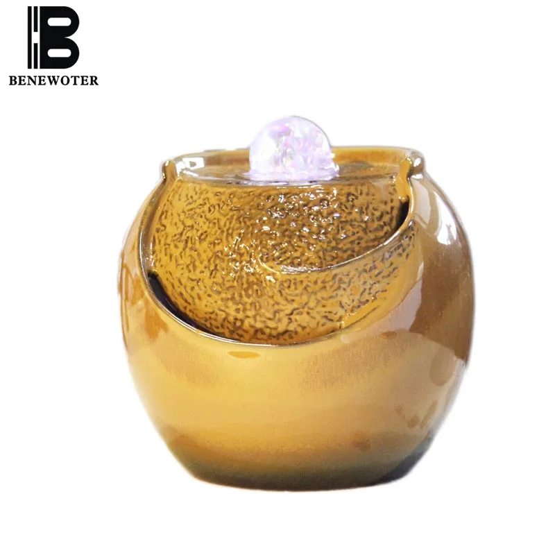 110/220V Household Feng Shui Ceramic Water Fountain Crystal Ball Office
