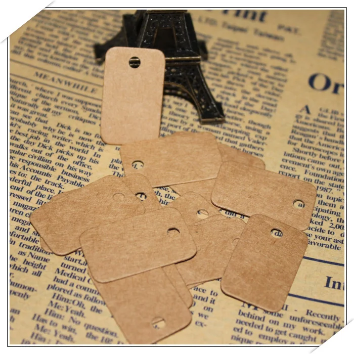 

Stock Wholesale 2*3.3cm round corner Kraft small blank tag Retro Kraft Gift tag Packaging Label 300pcs/lot
